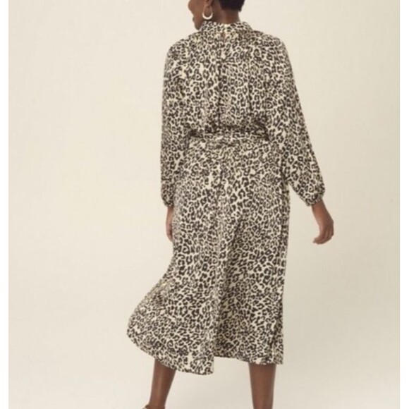 LOFT Plus Size Silky Mock Neck Leopard Print Midi Belted Dress Size 18 - Picture 7 of 9